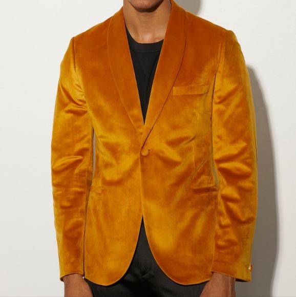 Velvet Skinny Fit Men Blazer - Picture 2 of 4